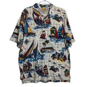 Reyn Spooner Vintage Polo Hawaiian Sailing 100% Cotton Men's Size Medium